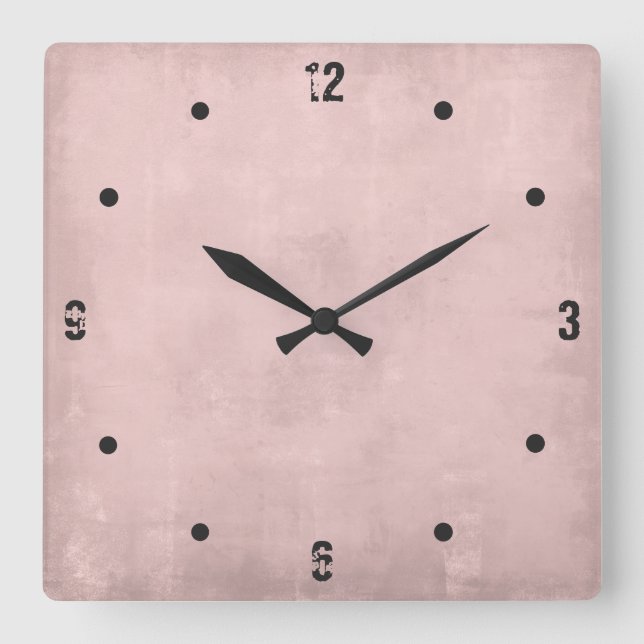 Rose Gold Modern Rustic Abstract Square Wall Clock (Front)