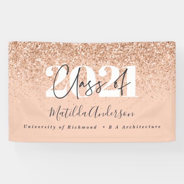 Rose gold modern script stylish graduation banner (Horizontal)