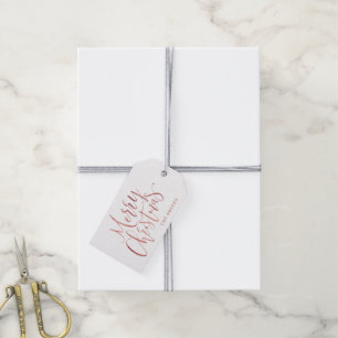 Rose Gold Modern Simple Merry Christmas Script Gift Tags