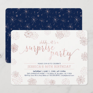 Rose Gold Modern Surprise 50th Birthday Party Invitation
