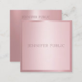Rose Gold Modern Template Elegant Professional Square Business Card (Front/Back)