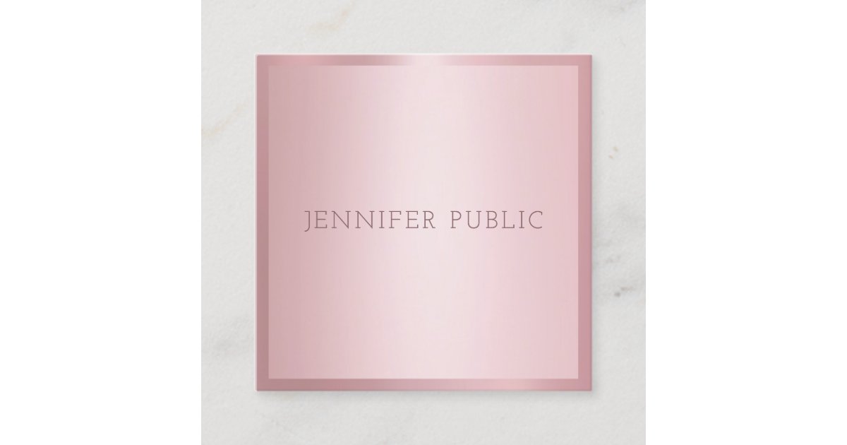 Rose Gold Modern Template Elegant Professional Square Business Card ...