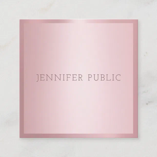 Rose Gold Modern Template Elegant Professional Square Business Card ...