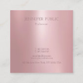Rose Gold Modern Template Elegant Professional Square Business Card (Back)