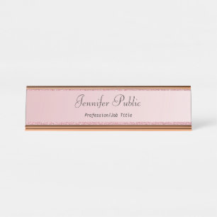 Rose Gold Modern Template Professional Elegant Desk Name Plate