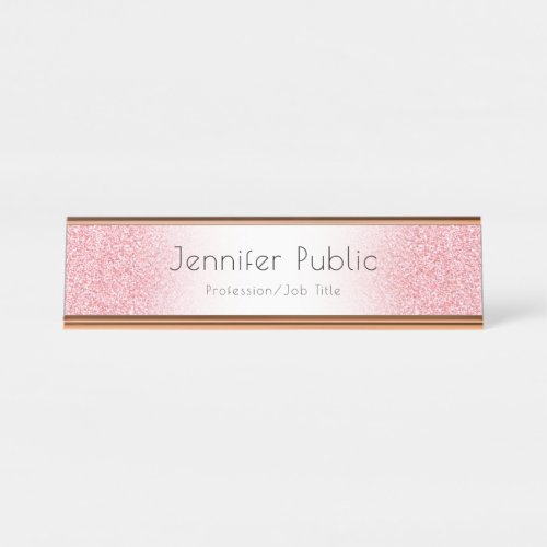 Rose Gold Modern Template Professional Trendy Desk Name Plate