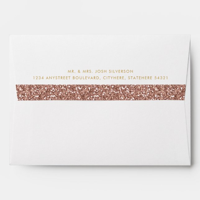Rose Gold Modern Trendy Pink Glitter Stripe Envelope (Back (Top Flap))
