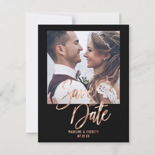 Rose Gold Modern Typography Save the Date Photo
