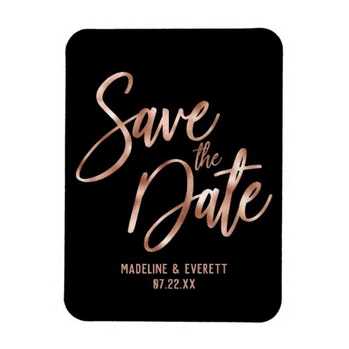 Rose Gold Modern Typography Save the Date Wedding Magnet