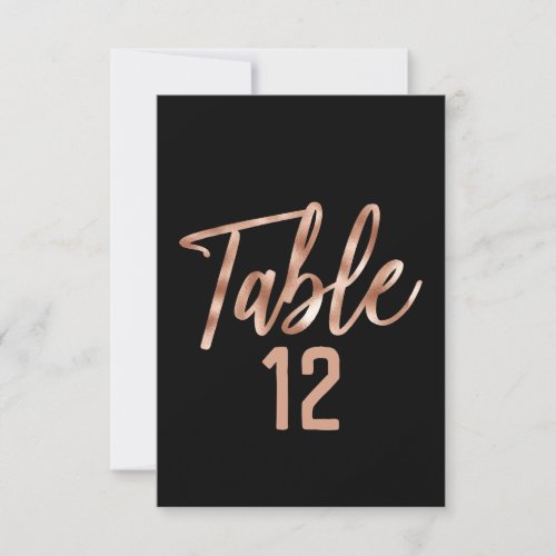 Rose Gold Modern Typography Table Number Seating