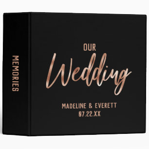 Rose Gold Modern Typography Wedding Photo Album 3 Ring Binder