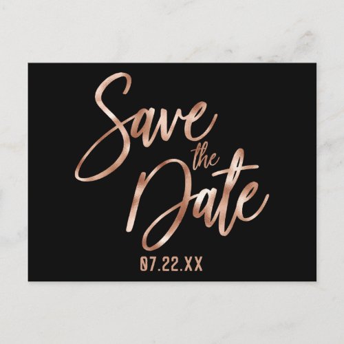 Rose Gold Modern Typography Wedding Save the Date Announcement Postcard