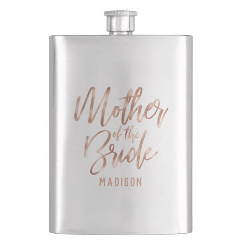 Rose Gold Modern Wedding Mother of the Bride Flask