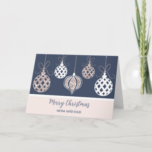 Rose Gold Mom and Dad Christmas Card