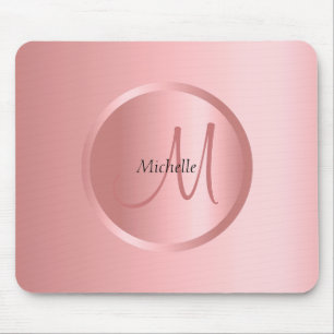 Rose Gold Mono gram Template Modern Elegant Mouse Pad