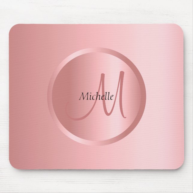 Rose Gold Mono gram Template Modern Elegant Mouse Pad (Front)
