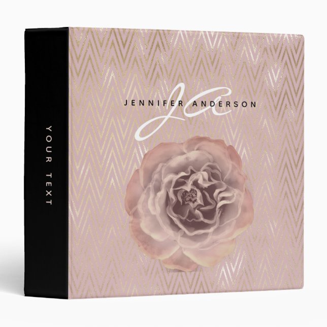 Rose Gold Monogram 3 Ring Binder (Front/Spine)