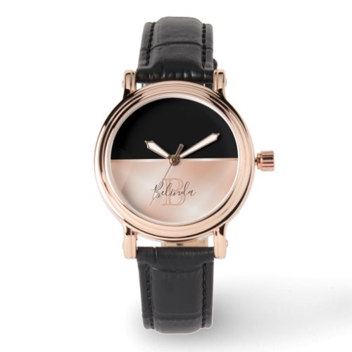 Rose Gold Monogram Add Name Minimalist Watch