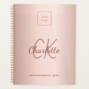 Rose gold monogram business logo 2025 planner