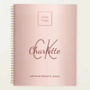 Rose gold monogram business logo 2026 planner