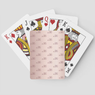 Rose gold monogram couple initials wedding poker cards