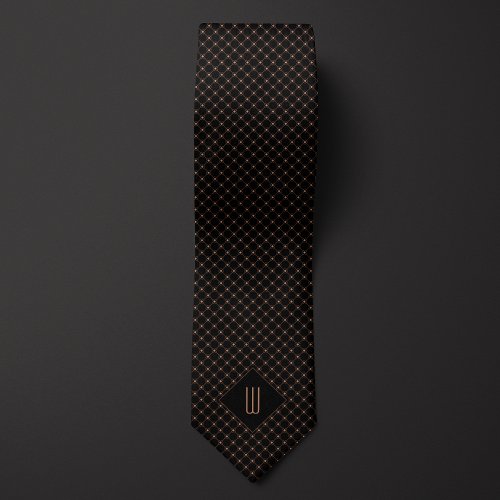 Rose Gold Monogram Diamond Pattern Neck Tie