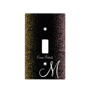 Rose Gold Monogram Drip Wall Accent Light Switch Cover