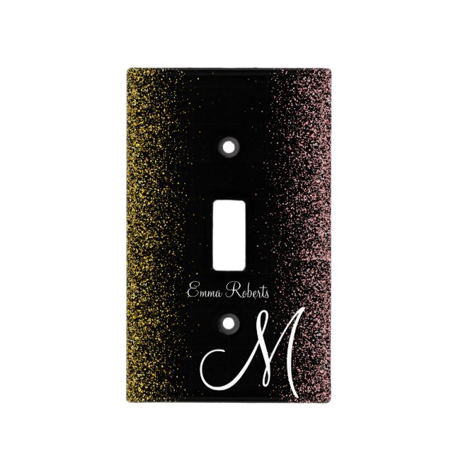 Rose Gold Monogram Drip Wall Accent Light Switch Cover (Front)
