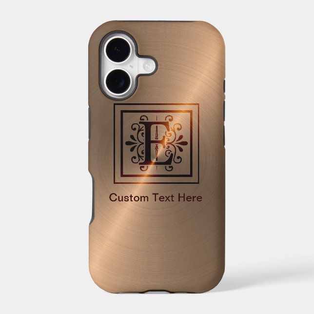 Rose Gold Monogram E Iphone Case (Back)
