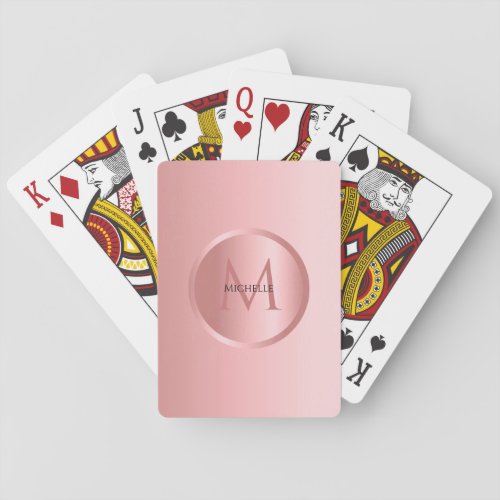 Rose Gold Monogram Elegant Custom Template Poker Cards