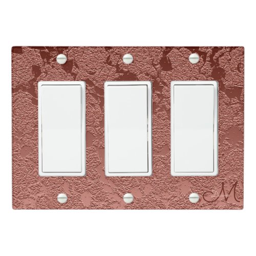 Rose Gold Monogram Elegant Floral Art Pattern Light Switch Cover