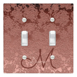Rose Gold Monogram Elegant Floral Art Pattern Light Switch Cover