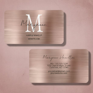 Rose Gold Monogram Elegant Modern Business Card