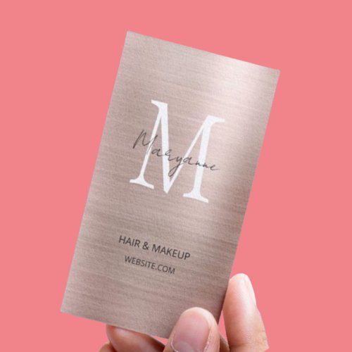 Rose Gold Monogram Elegant Modern Business Card
