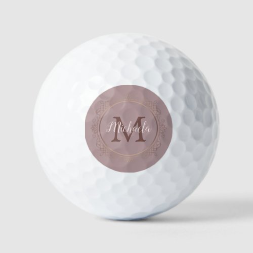 Rose Gold Monogram Elegant Modern Template Golf Balls