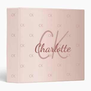 Rose gold monogram elegant script office school 3 ring binder