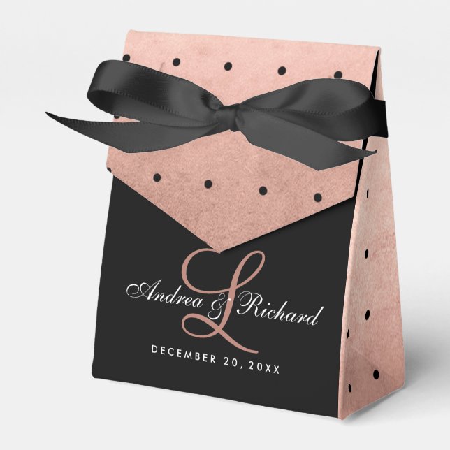 Rose Gold Monogram Elegant Wedding Favor Box (Front Side)