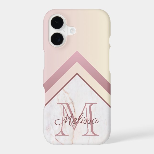 Rose Gold Monogram Geometric Chevron Marble Case-Mate iPhone Case (Back)