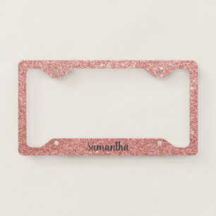 Rose Gold Monogram Glitter and Sparkle Script License Plate Frame