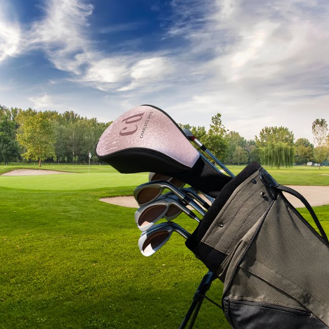 Rose gold monogram glitter drips name glamorous golf head cover (Creator Uploaded)