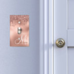 Rose gold Monogram Glitter Drips Pretty Girly Light Switch Cover<br><div class="desc">This design may be personalized in the area provided by changing the photo and/or text. Or it can be customized by clicking Personalize this Template and then choosing the click to customize further option and delete or change the color of the background, add text, change the text color or style,...</div>