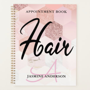 Rose Gold Monogram Hair Appointment Book Planner