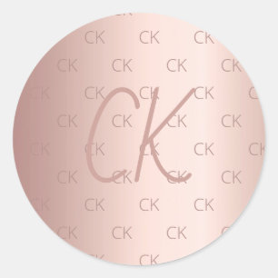 Rose gold monogram initials classic round sticker