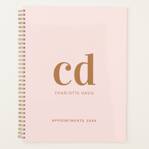 Rose gold monogram initials elegant 2023 planner