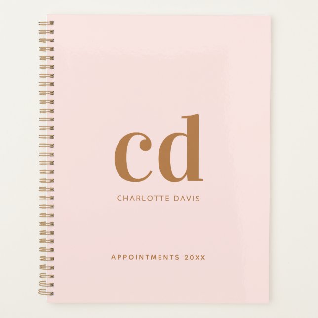 Rose gold monogram initials elegant 2026 planner (Front)