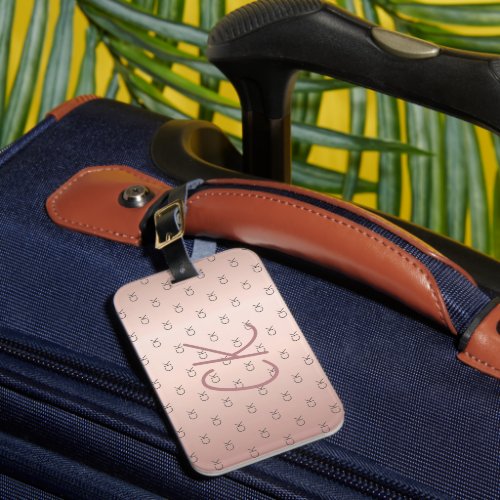 Rose gold monogram initials elegant luggage tag