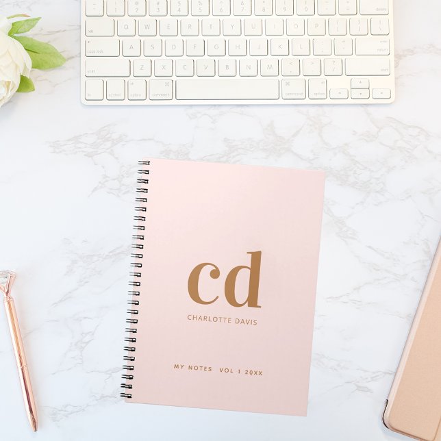 Rose gold monogram initials elegant notebook (Creator Uploaded)