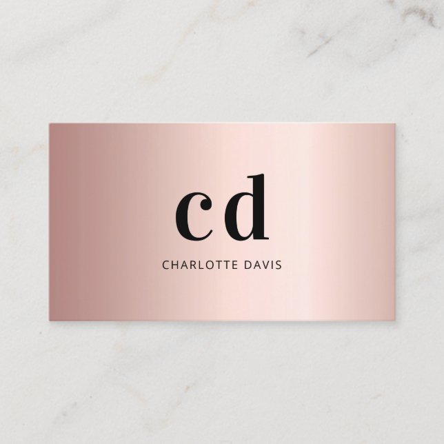 Rose gold monogram initials minimalist business card | Zazzle