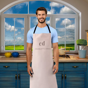 Rose gold monogram initials name business apron