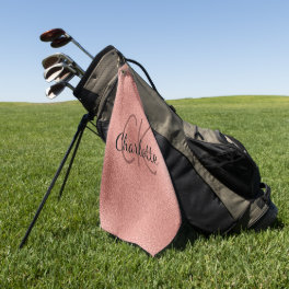 Rose gold monogram initials name minimalist golf towel